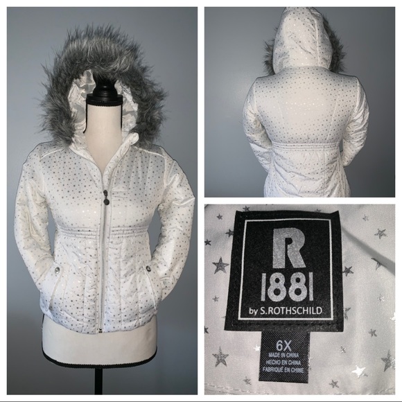 Rothschild Other - Girls White Puffer Jacket with Faux Fur Trim